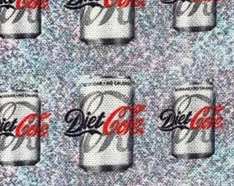 Diet Coke Fabric 100% Cotton Fabric Tumbler cuts Fat Eighths Fat Quarter Coca-Cola Soda Pop Drink Beverage Fabric