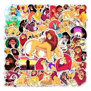 May include: A collection of colorful stickers featuring characters from the animated movie, The Lion King. The stickers depict various lions in different poses and scenes, with vibrant colors and detailed illustrations. The stickers are of various sizes and shapes.