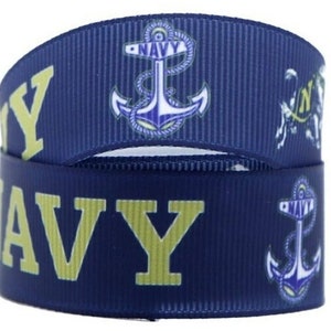 3&quot; United States Navy Ribbon High Quality Grosgrain Ribbon By The Yard U.S. Military Ribbon Beautiful Blue Great for Wreaths
