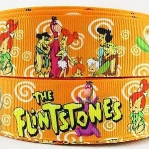 Flintstones Ribbon 1" and 1.5" High Quality Grosgrain Ribbon By The Yard | Hair Bows Wreaths Lanyard Scrapbooking and More