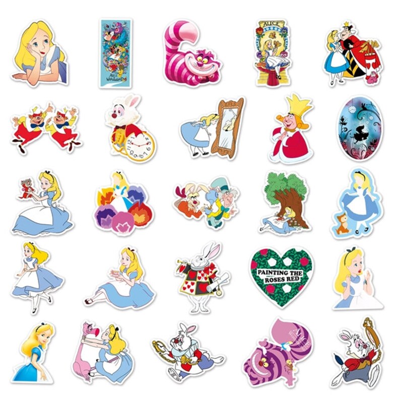 Disney Alice in Wonderland Stickers Water Resistant Stickers Great for
