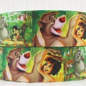 Disney Jungle Book Ribbon 1" High Quality Grosgrain Ribbon By The Yard Mogli Baloo Cartoon Characters