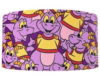 Disney Figment Ribbon 1" and 1.5" High Quality Grosgrain Ribbon By The Yard Epcot Journey Into Imagination Purple Dragon