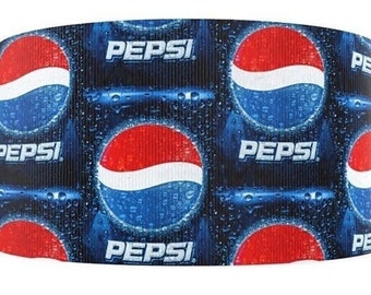 Pepsi Ribbon 3" High Quality Grosgrain Ribbon By The Yard Soda Beverage Drink Coke Pepsi Cola Ribbon