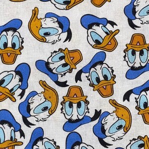 18x10&quot; Disney Donald Duck Fabric 100% Cotton Fabric Remnant Tumble Faces