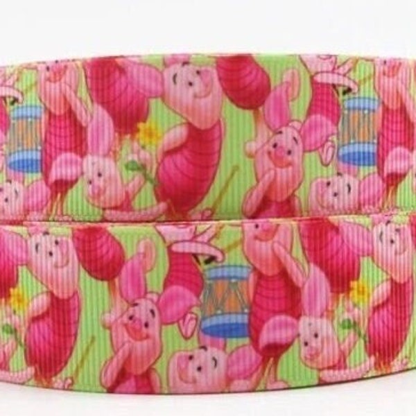 Disney Piglet Ribbon 1" High Quality Grosgrain Ribbon By The Yard Winnie the Pooh Ribbon Pink Pig Disney