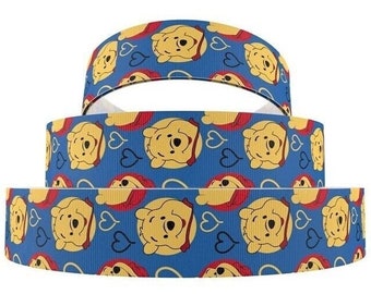 Disney Winnie the Pooh Ribbon 1" or 1.5" High Quality Grosgrain Ribbon By The Yard | Great for Hair Bows, Scrapbooking, Wreaths, Lanyards
