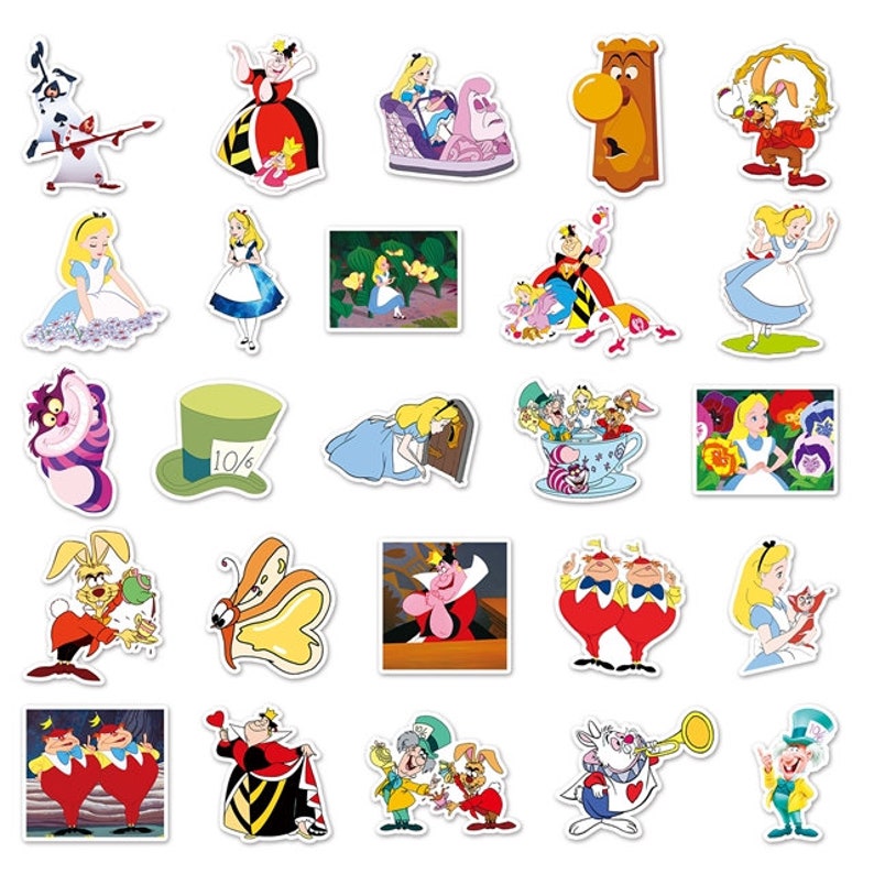 Disney Alice in Wonderland Stickers Water Resistant Stickers Great for
