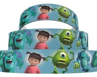 Disney Monster's Inc. Ribbon 1" or 1.5" High Quality Grosgrain Ribbon By The Yard | Sully, Boo, Mike | Hair Bows, Scrapbooking, Wreaths More