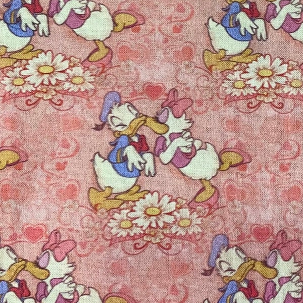 Disney Donald Duck & Daisy Duck Fabric 100% Cotton Fabric by the Yard | Love Blooms Spring Flowers