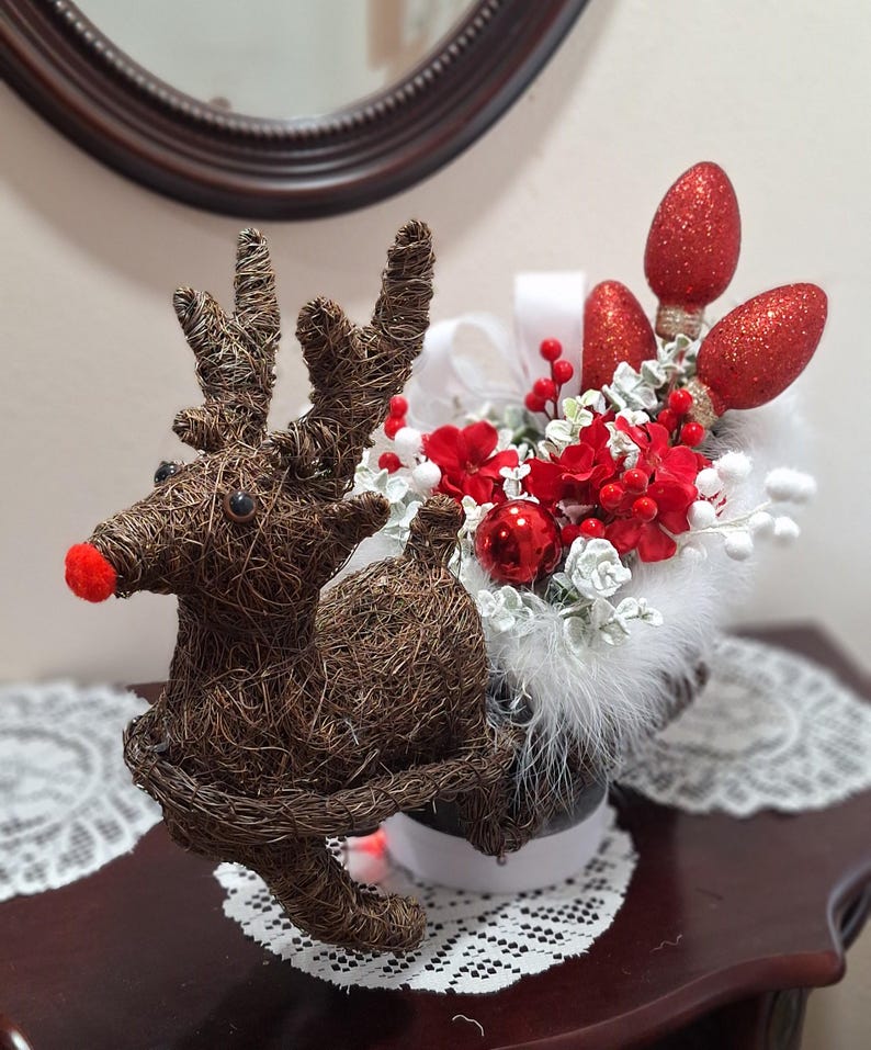 Wicker Rudolph Sleigh, Christmas Sleigh, Rustic Holiday, Seasonal ...