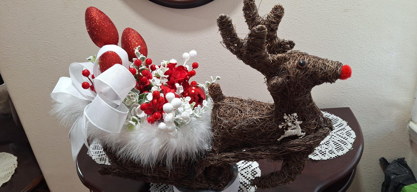 Wicker Rudolph Sleigh, Christmas Sleigh, Rustic Holiday, Seasonal ...