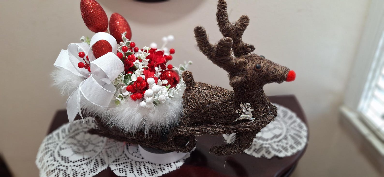 Wicker Rudolph Sleigh, Christmas Sleigh, Rustic Holiday, Seasonal ...