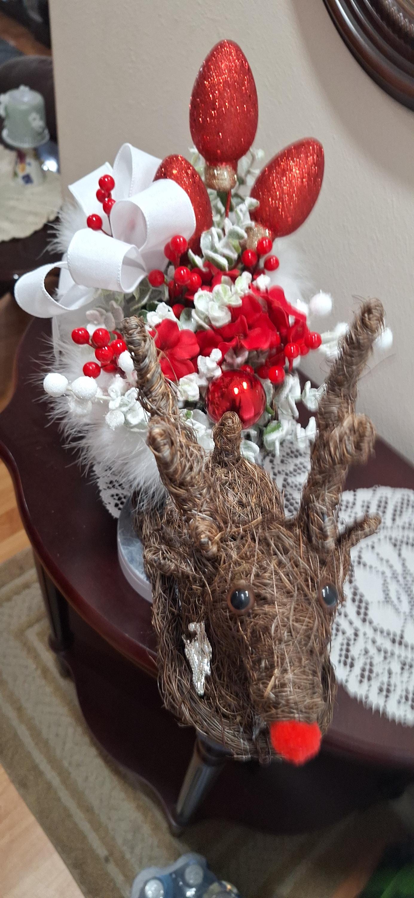 Wicker Rudolph Sleigh, Christmas Sleigh, Rustic Holiday, Seasonal ...