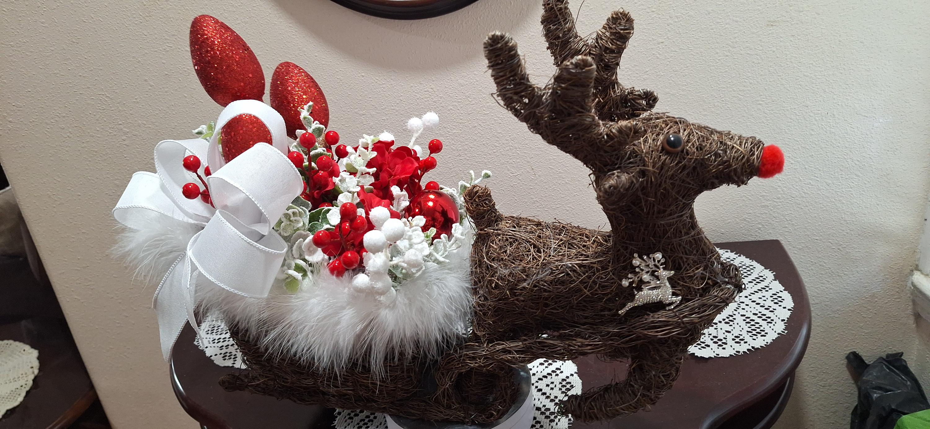 Wicker Rudolph Sleigh, Christmas Sleigh, Rustic Holiday, Seasonal ...