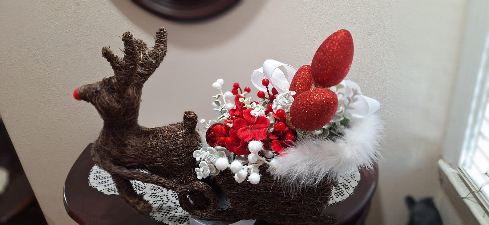 Wicker Rudolph Sleigh, Christmas Sleigh, Rustic Holiday, Seasonal ...
