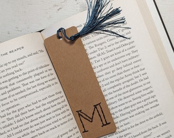 Handmade Bookmarks 2x7 unique made to order Monogram bookworm loving