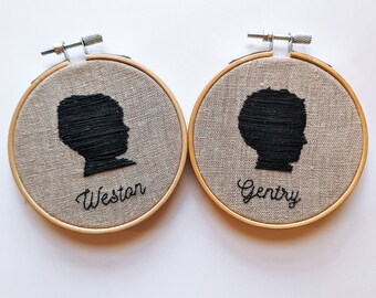 Hand Embroidered Side Profile Keepsake