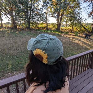 Sunflower BB Cap. Hand Embroidered. Hat. Handmade Hat. Bridal Hat