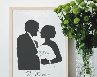 Classic Personalized Bride and Groom Silhouette