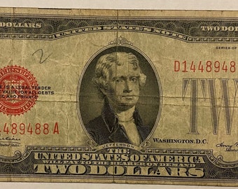 1928 2 Dollar Bill - Etsy