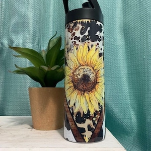 Sunflower & Cow Print Water Jug