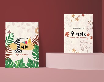 Cartes étapes bébé Thème Animaux