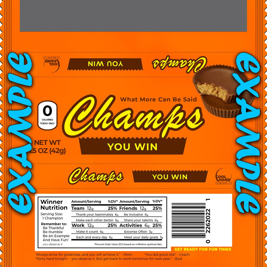 Custom Text Printable Candy Wrapper Digital Design Any Candy - Etsy