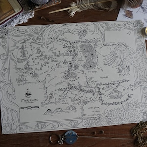 Hand drawn map of middle earth from the lord of the rings by JRR Tolkien