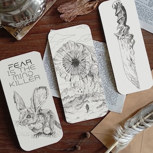 Sandworm printable bookmark set - Mythical Creatures of Dune - Frank Herbert Dune desert landscape handmade bookmark template, retro art
