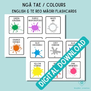 Colours Ngā Tae Flashcards English Te Reo Māori