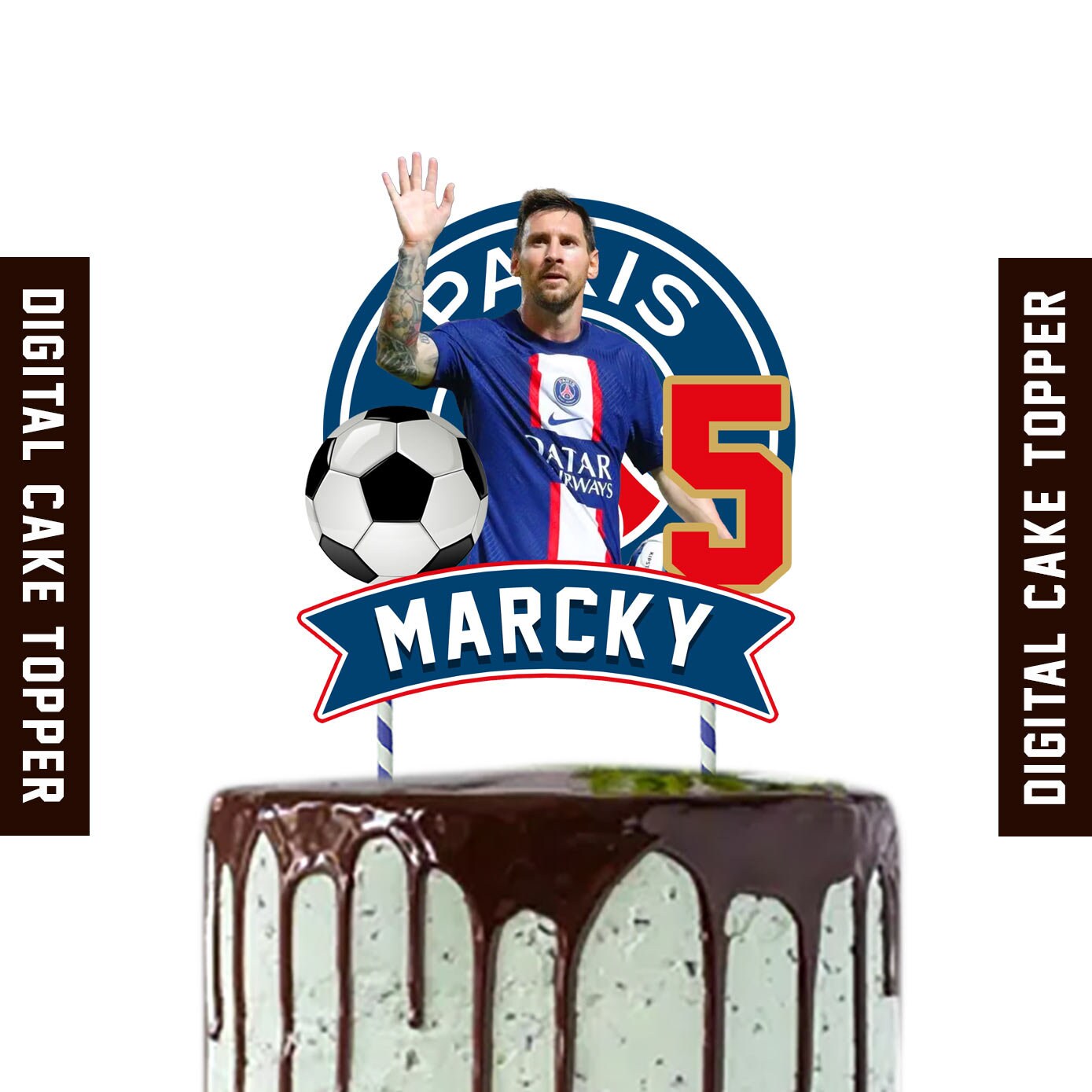 DIGITAL MESSI CAKE Topper Birthday - Etsy