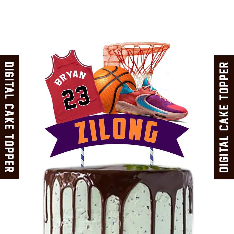 DIGITAL BASKETBALL CAKE Topper Birthday Etsy