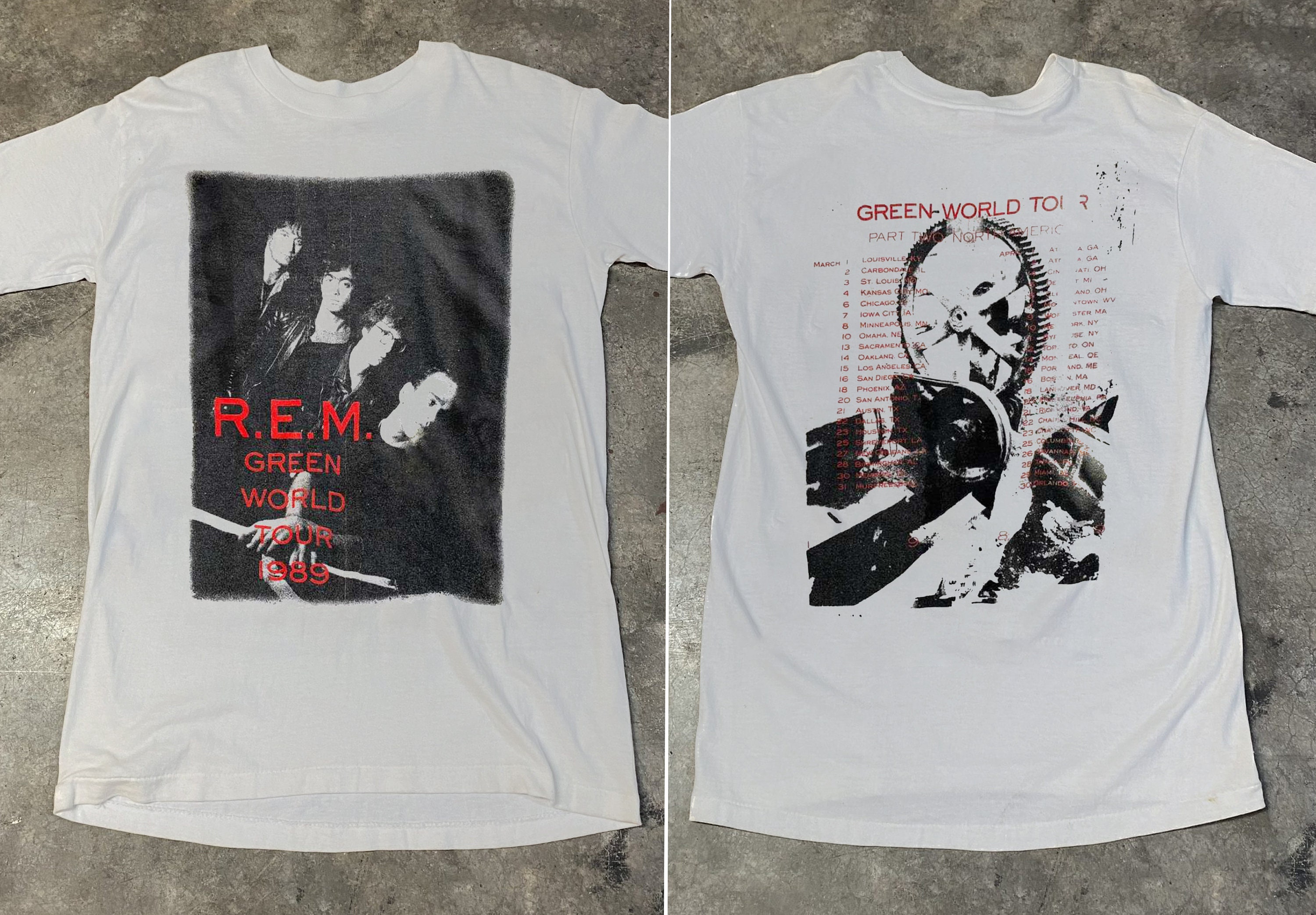Discover R.E.M Green World Tour 1989 T-Shirt, R.e.m Rock Band Music Tour Concert