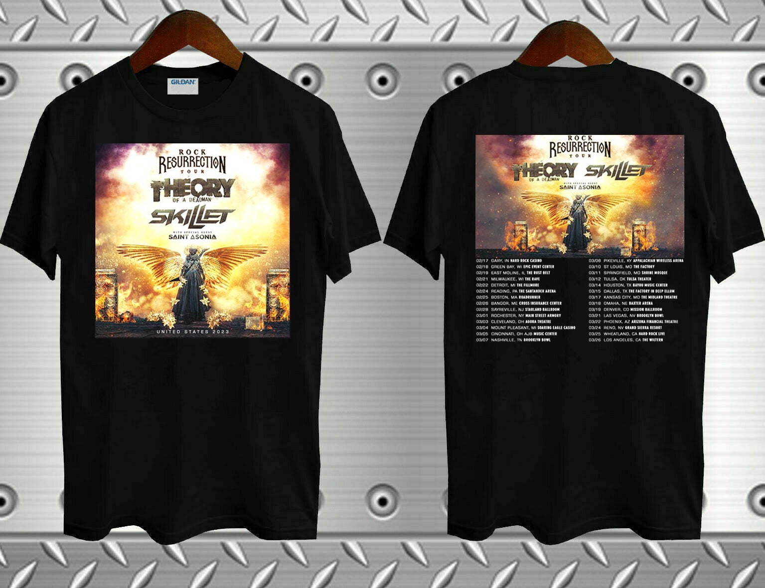 Discover Theory of a Deadman Rock Reurection Tour 2023 T-Shirt