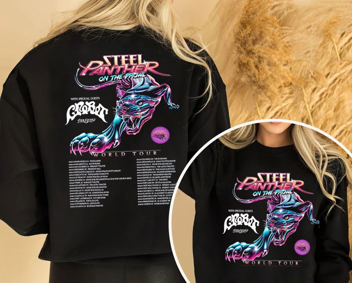 Steel Panther On The Prowl World Tour 2023 TShirt Sweatshirt, Steel Panther World Tour 2023 Shirt