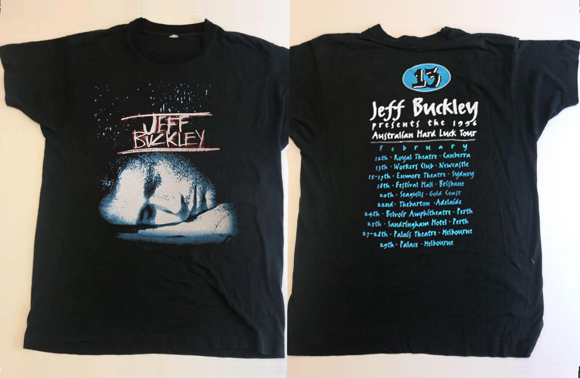 Discover Vintage 1996 Jeff Buckley Hard Luck Tour T-Shirt, 90s Jeff Buckley Concert Tour T-Shirt