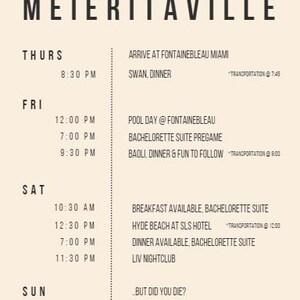 Semi-Custom Bachelorette Itinerary