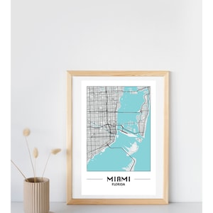 Miami Florida City Map Print 2:3 Ratio 12x18 24x36 Digital Download Poster