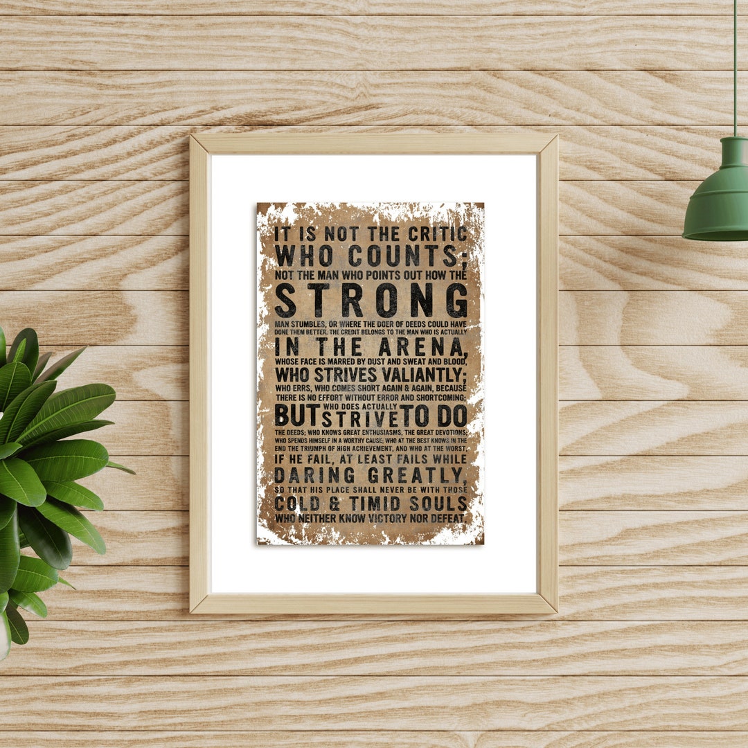Man in the Arena Quote Art, Digital Wall Art, Positive Quote ...