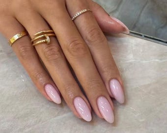 Milky Pink Gel Press On Nails, Soap Nails, Bridal, Minimalist, Handmade, Reusable