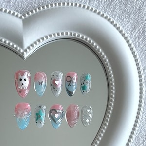 Hi Bunny Press-On Nails: Kawaii Handmade Nail Art