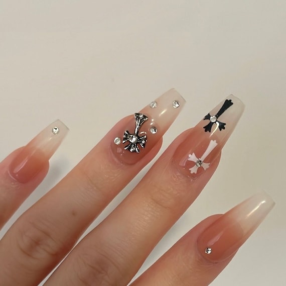 Chrome Hearts Press on Nails: Handmade Nail Art - Etsy