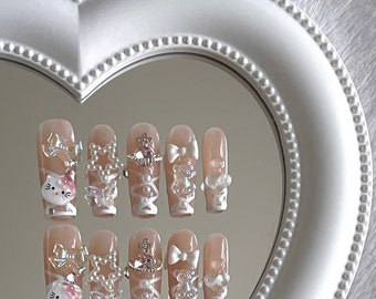 Coquette Kitty Kitty : kit de nail art fait main