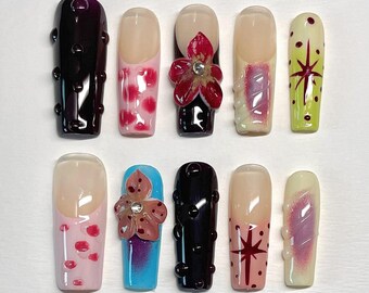 Orchid Press-On Nails: Handmade Floral Nail Art