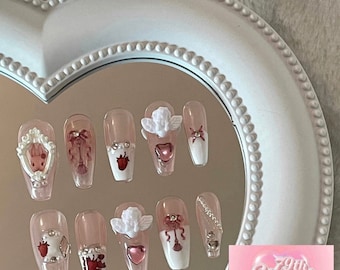 Unhas postiças Angel Bunny: Nail Art feita à mão