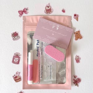 Extra Press-On Nails Application Kit - Nail Glue, Adhesive Tabs, File, Alcohol Pad & Cuticle Stick – Reusable Prep Set for Press-On Nail