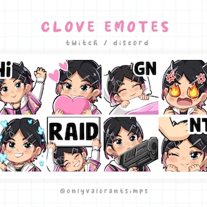 Clove Valorant Emote, Clove Emote, Clove Valorant, Clove Discord Twitch Emote, Clove Valorant Twitch Emote, Valorant Chibi Emotes