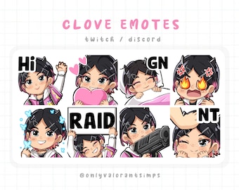Clove Valorant Emote, Clove Emote, Clove Valorant, Clove Discord Twitch Emote, Clove Valorant Twitch Emote, Valorant Chibi Emotes