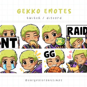 Gekko Valorant, Gekko Valorant Twitch Emote, Gekko Valorant Discord Pack, Gekko Valorant Emote Pack, Valorant Twitch Emote, Gekko Emote